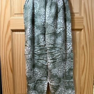 Women's Harem Pants in Green and White